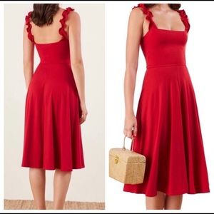 REFORMATION Eda Dress Cherry Lipstick Red M NWT